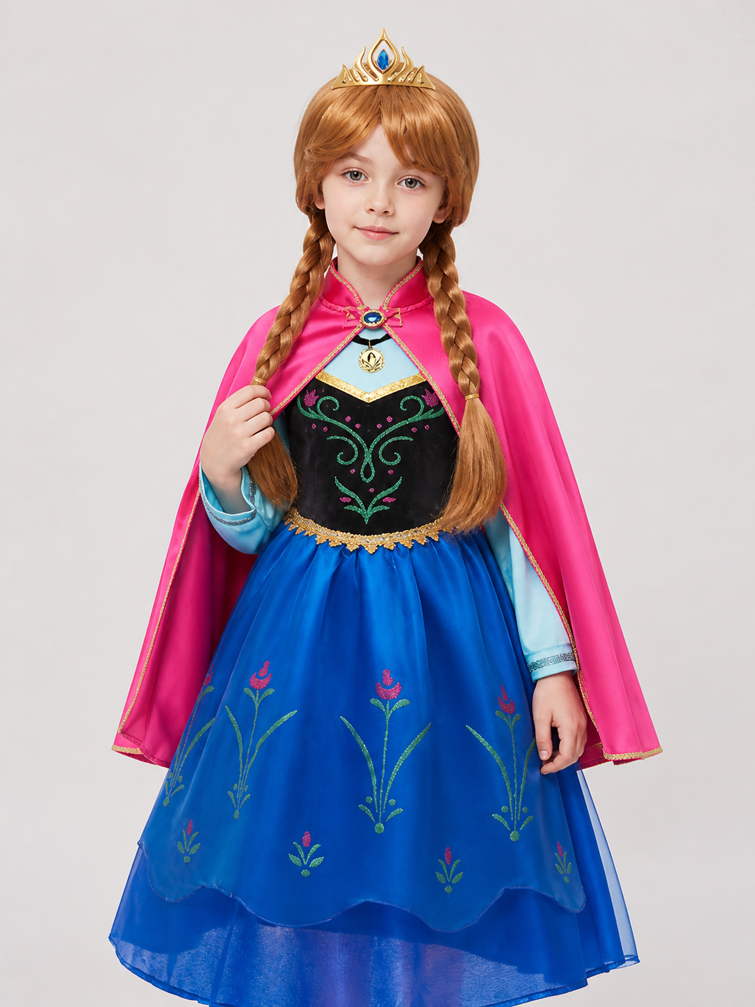 Children’s princess costume with cape, wig, and crown product detail 3