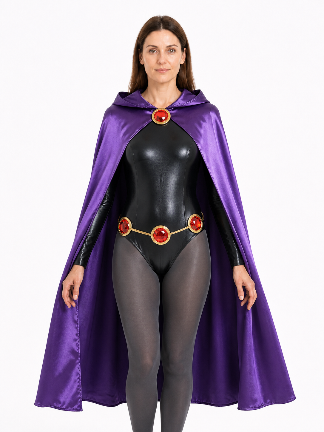Raven Costume with Purple Cape and Jumpsuit Costume Capes detail 3