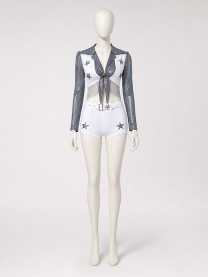 Stage costume: fringed long-sleeve top and shorts Costumes detail 2