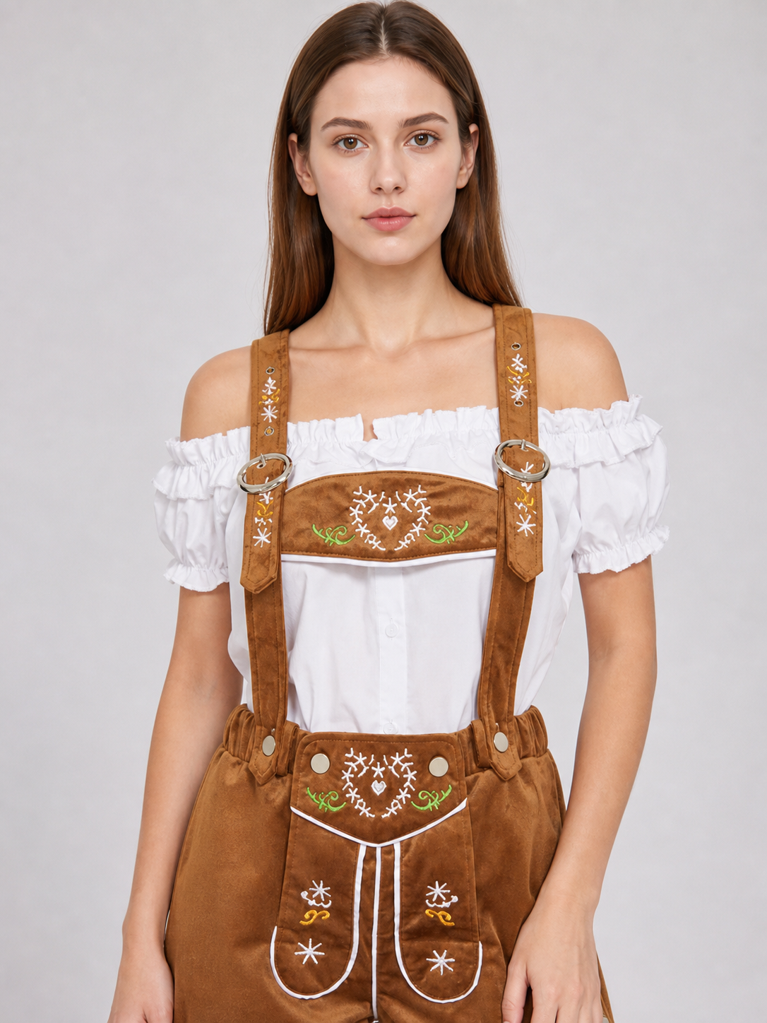 Brown Bavarian-Style Stage Costume with Embroidery Costumes detail