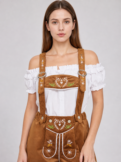Brown Bavarian-Style Stage Costume with Embroidery Costumes detail