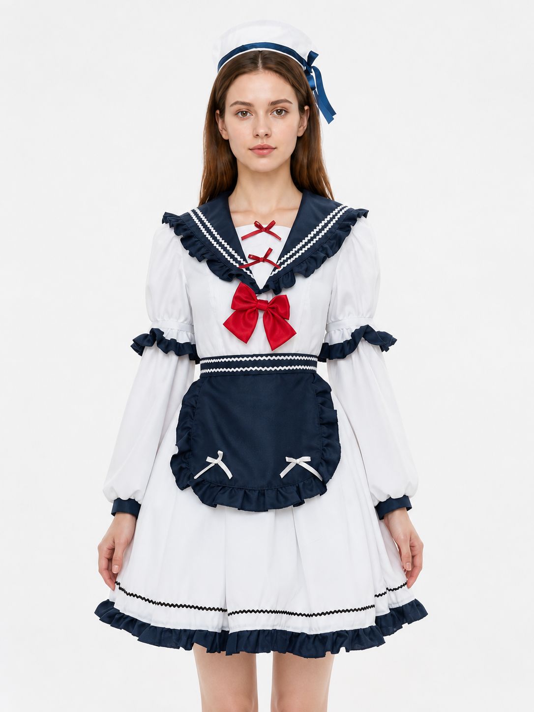 Dress with a Sailor Collar, Ruffles, and Bows Costume Dresses detail 3