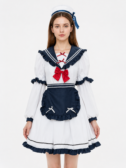Dress with a Sailor Collar, Ruffles, and Bows Costume Dresses detail 3