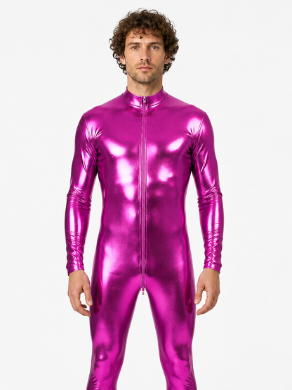 Glossy Fitted Stage Jumpsuit with Zipper product detail 3