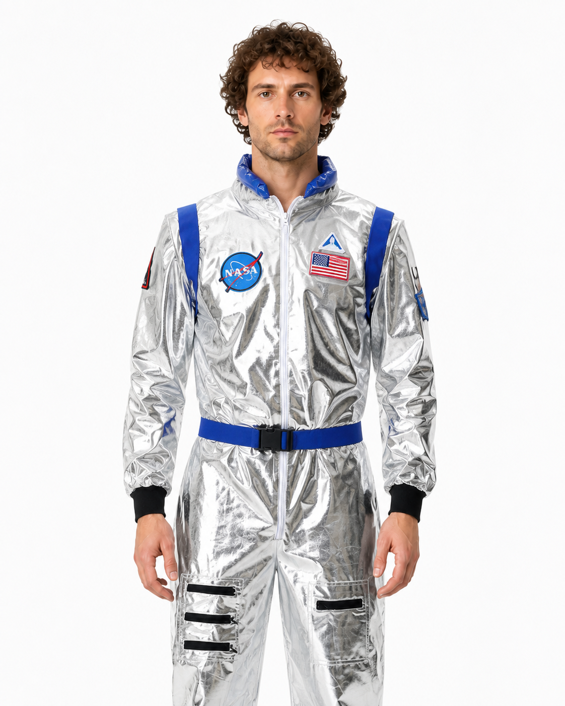 Silver Astronaut Costume with Blue Stripes Costumes detail 2