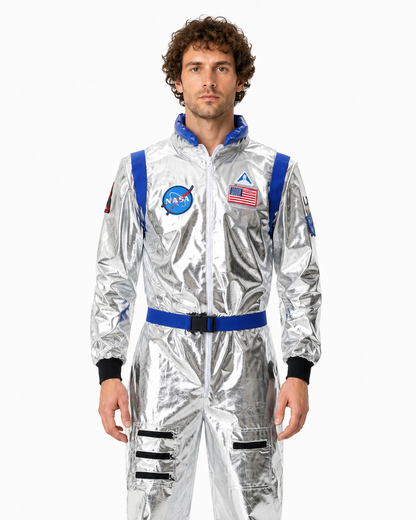 Silver Astronaut Costume with Blue Stripes Costumes detail 2