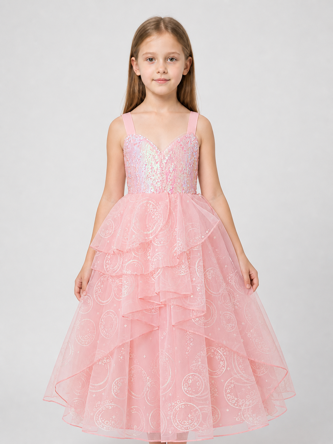 Pink Princess Dress with Sequins and a Full Skirt Costume Dresses detail 3