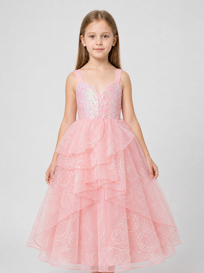 Pink Princess Dress with Sequins and a Full Skirt Costume Dresses detail 3