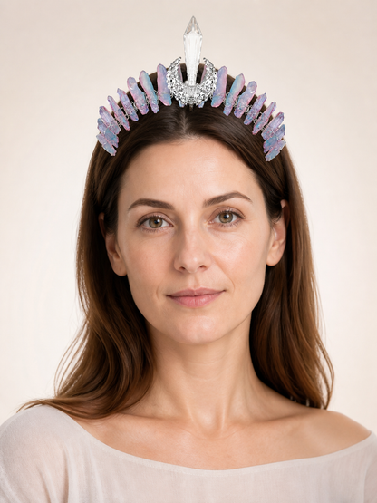 Carnival Crown Headband with Iridescent Crystals Costume Headwear detail 2