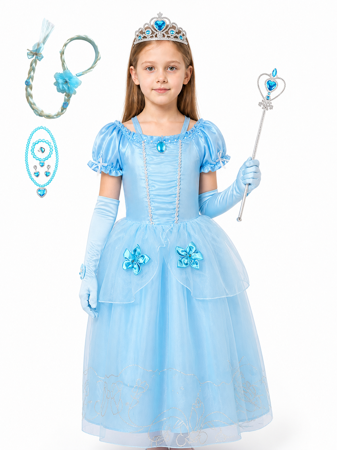 Children’s Cinderella costume with crown and dress product detail 3