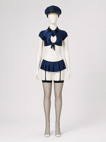Police-Style Costume: Top, Skirt, and Cap