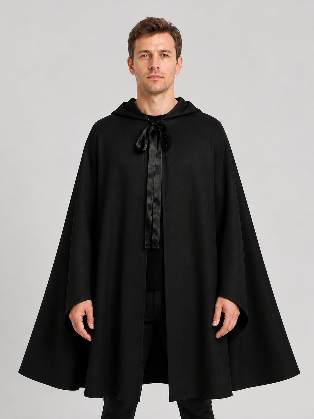Long Black Hooded Cosplay Cape Costume Capes detail 3