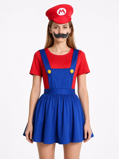 Children's Mario Costume with Hat and Mustache Costume Headwear detail 3