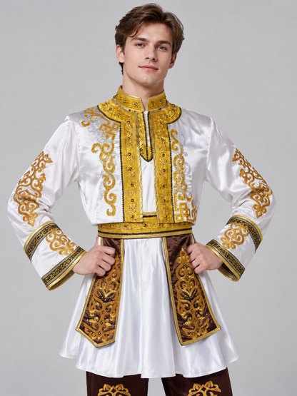 Stage costume for Russian folk dances, white tunic