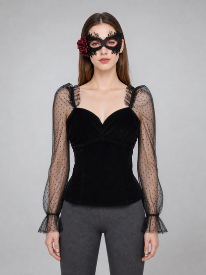 Masquerade Eye Mask with Rose, Gothic Style
