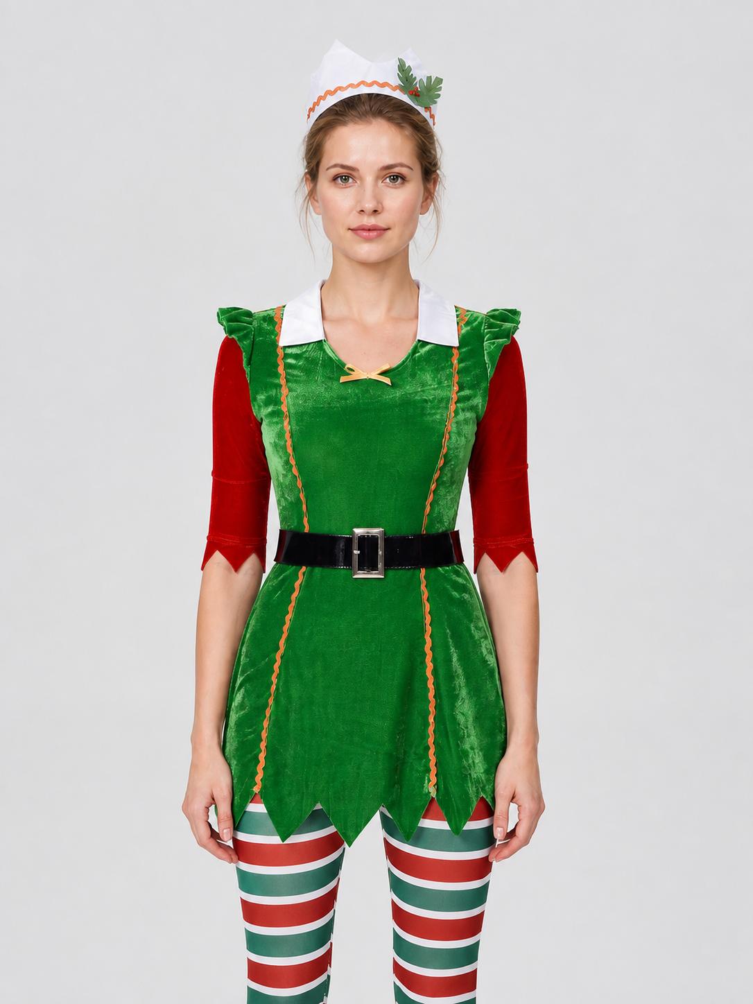 New Year Elf Costume with Skirt and Hat Costume Headwear detail