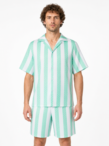 Shirt and Shorts Set, Mint and White Stripes product detail 3