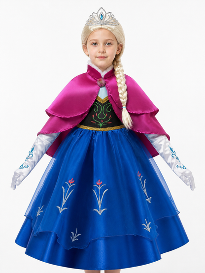 Children's Snow Queen Costume with Cape and Crown Costume Capes detail 3