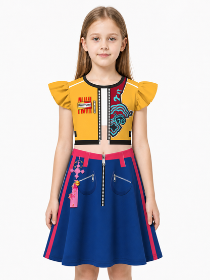 Halloween Printed Striped Carnival Costume Dress