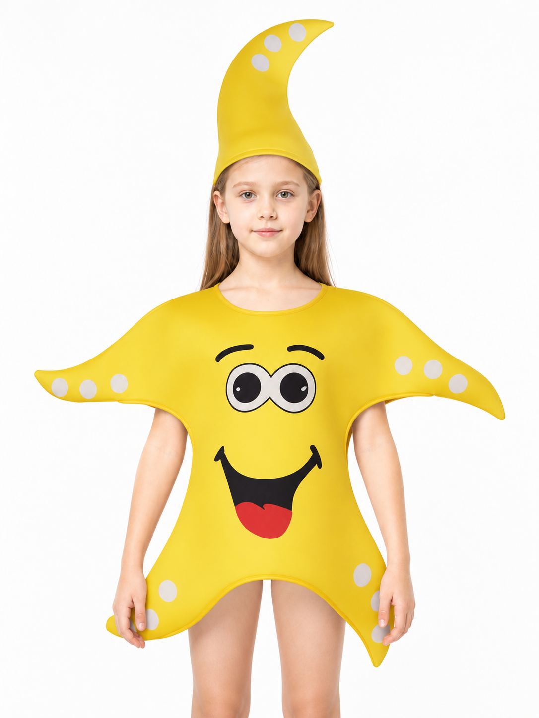 Children's Yellow Polka-Dot and Tentacle Costume for Halloween upper body view