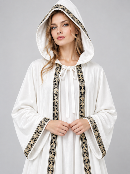 White Velvet Wizard Robe with Hood