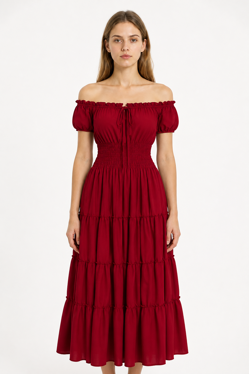 Tiered Off-the-Shoulder Stage Dress