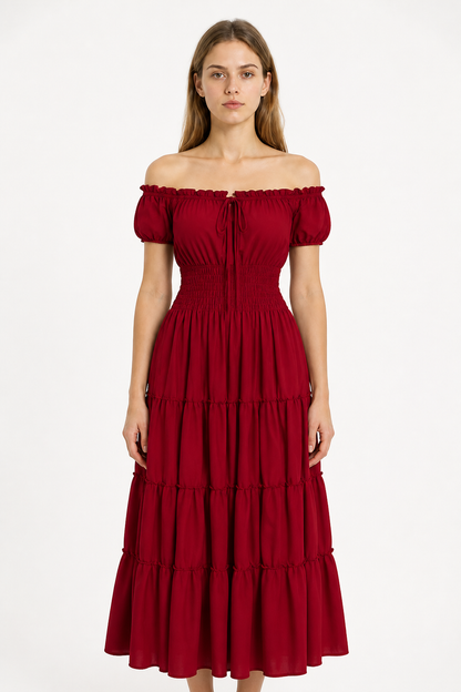 Tiered Off-the-Shoulder Stage Dress