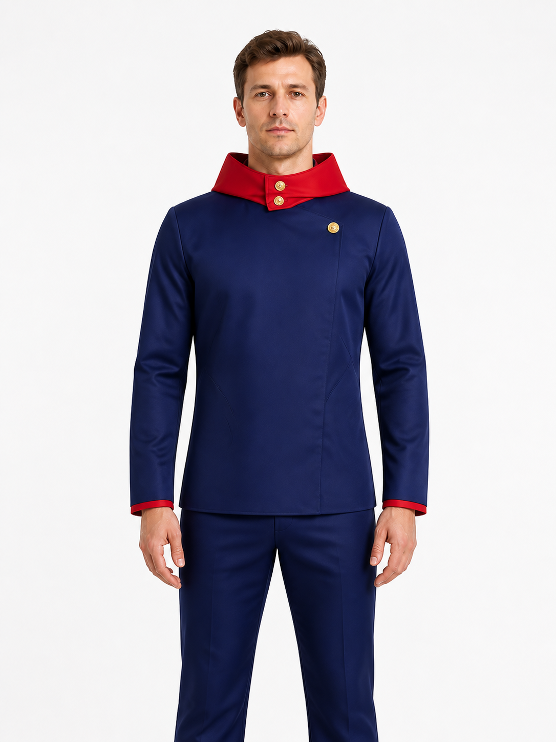 Cosplay: Uniform with a Red Collar and Gold Buttons Costumes detail 3