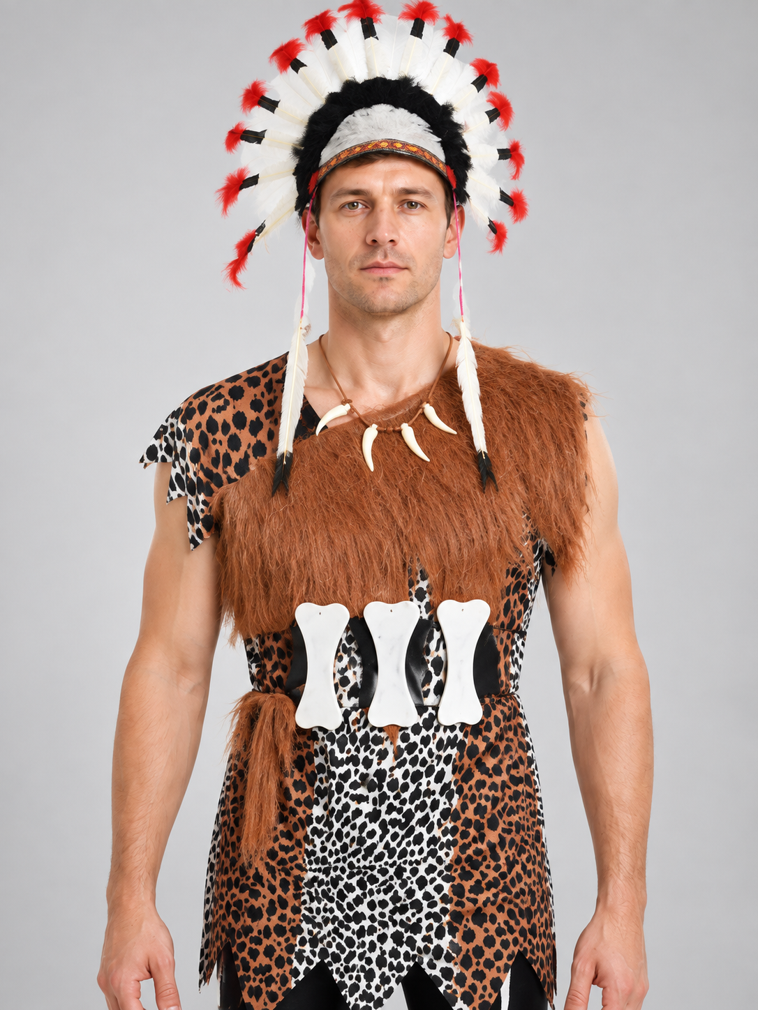 Carnival Savage Costume with Leopard Print and Fringe