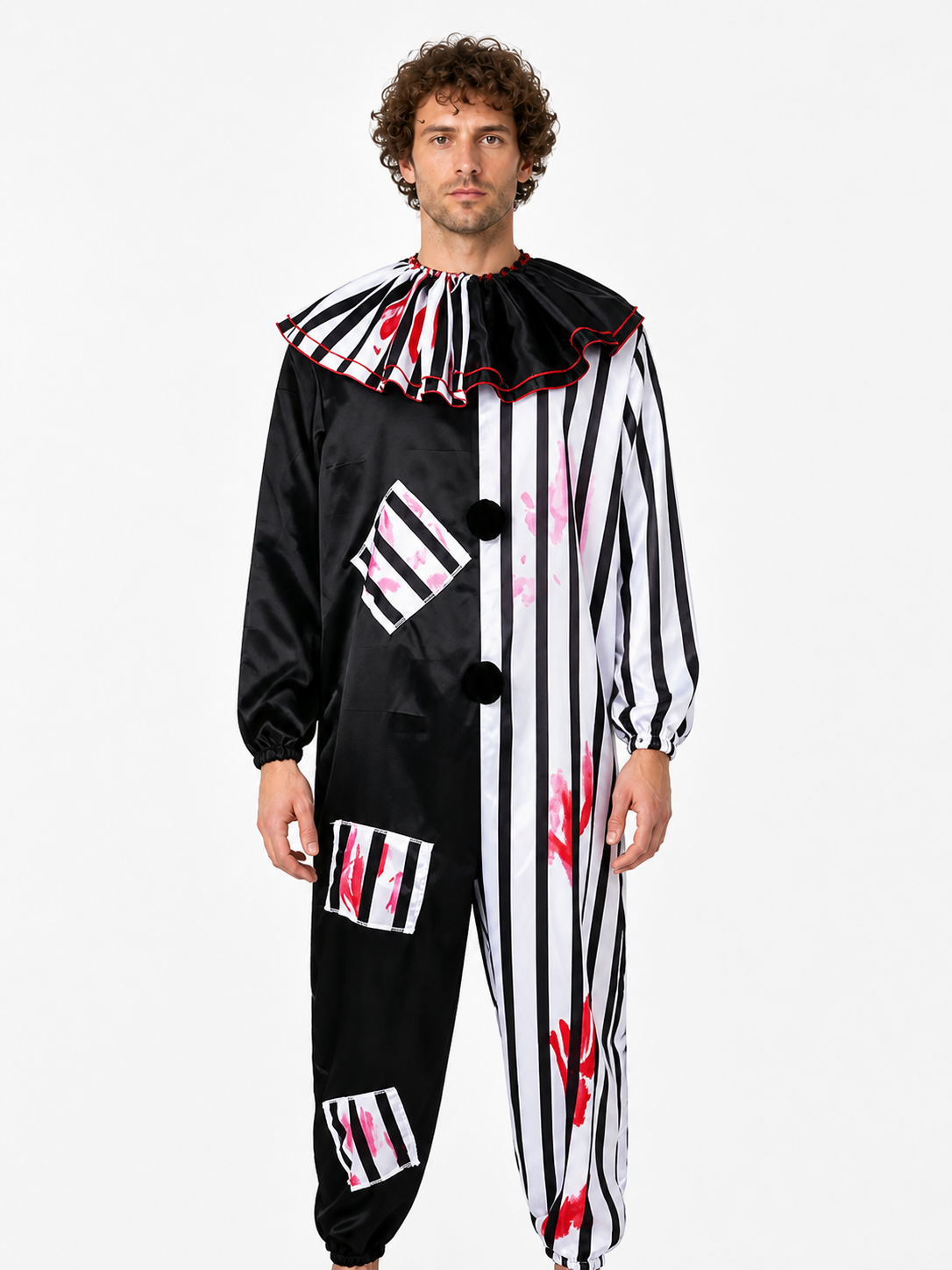 Striped Clown Jumpsuit with Ruffled Collar product detail 3