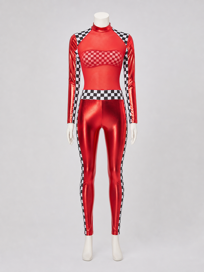 Two-Piece Stage Costume with Checkerboard Details