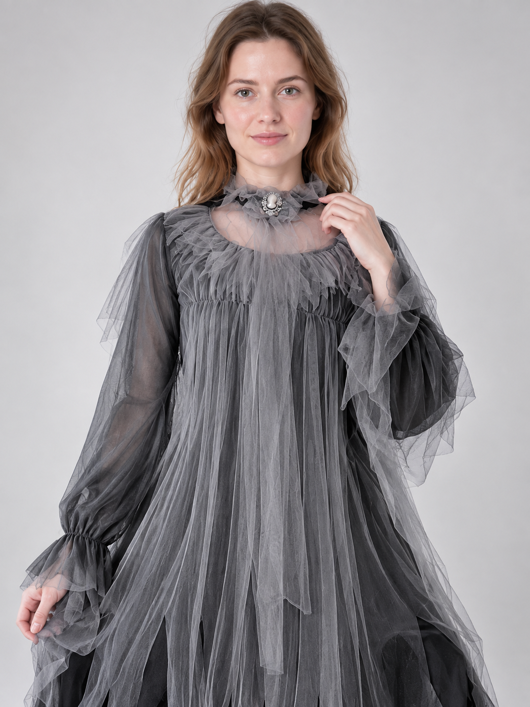 Gray-Black Vampire Costume with Dress and Choker