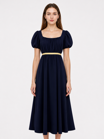 Long A-line Dress with Gold Belt Costume Dresses detail 3