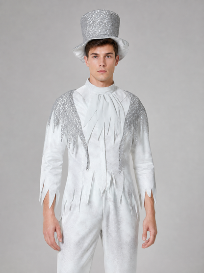 Theatrical Ghost Costume with Top Hat and Gloves