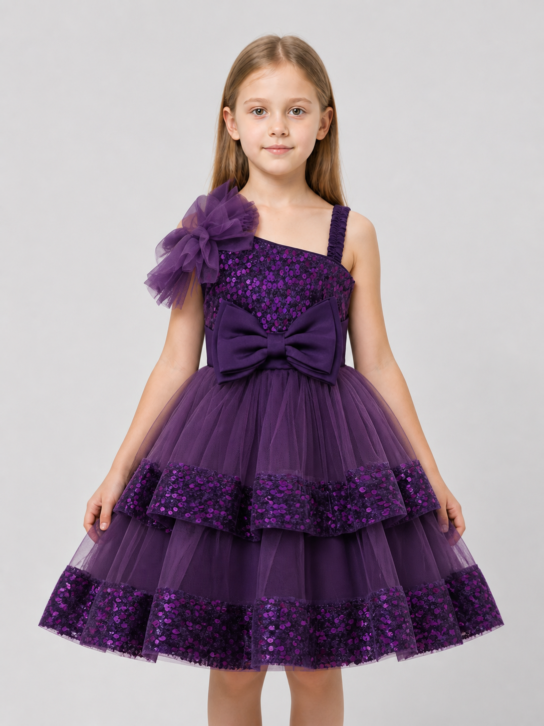 Festive Princess Dress with Sequins and Bows