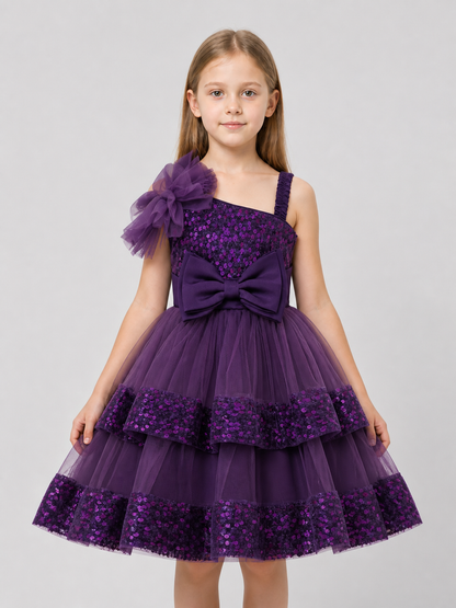 Festive Princess Dress with Sequins and Bows