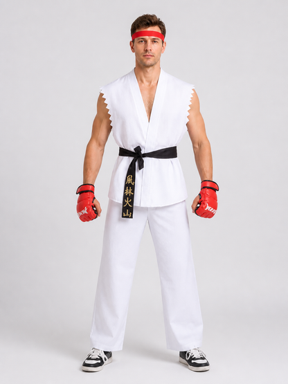 Street Fighter Fighter Cosplay Costume, Red/White Costumes detail 3