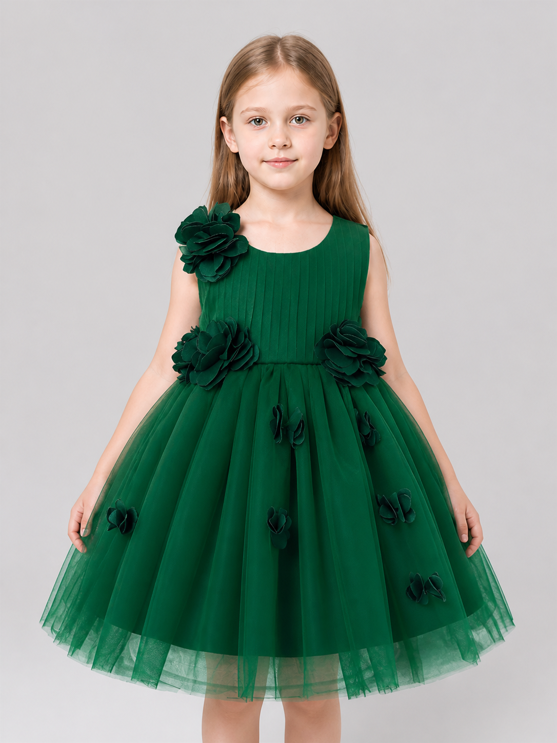 Tutu Dress with 3D Flowers for a Flower Girl