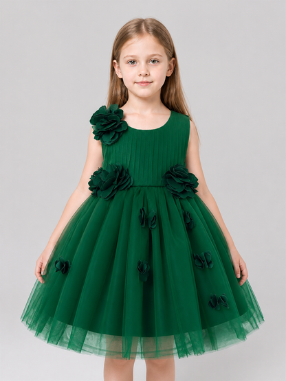 Tutu Dress with 3D Flowers for a Flower Girl