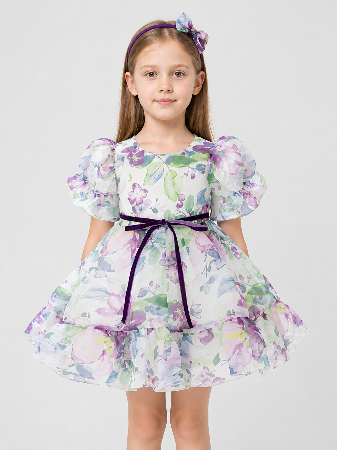 Tutu Dress with Bows and Floral Print for Special Occasions Costume Dresses detail 3