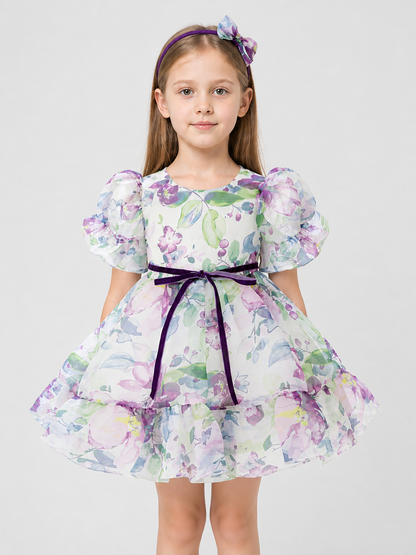 Tutu Dress with Bows and Floral Print for Special Occasions Costume Dresses detail 3
