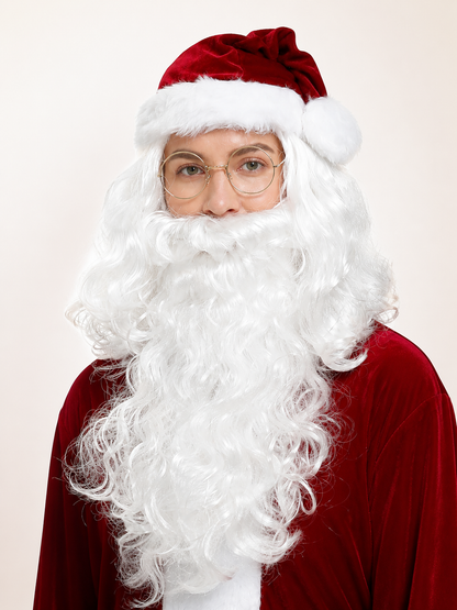White Carnival Wig with Santa Claus Beard