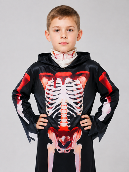 Children’s Grim Reaper Costume with Hood and Skeleton Print product detail 2