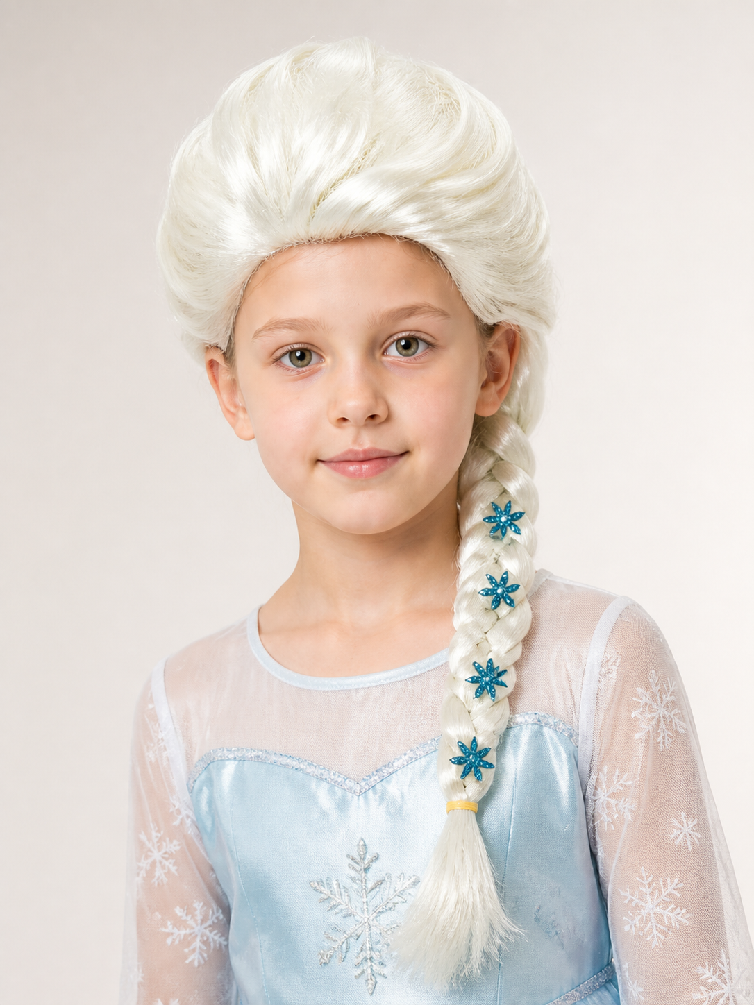 White Carnival Wig with Braids for Halloween and Cosplay Costume Wigs detail 2
