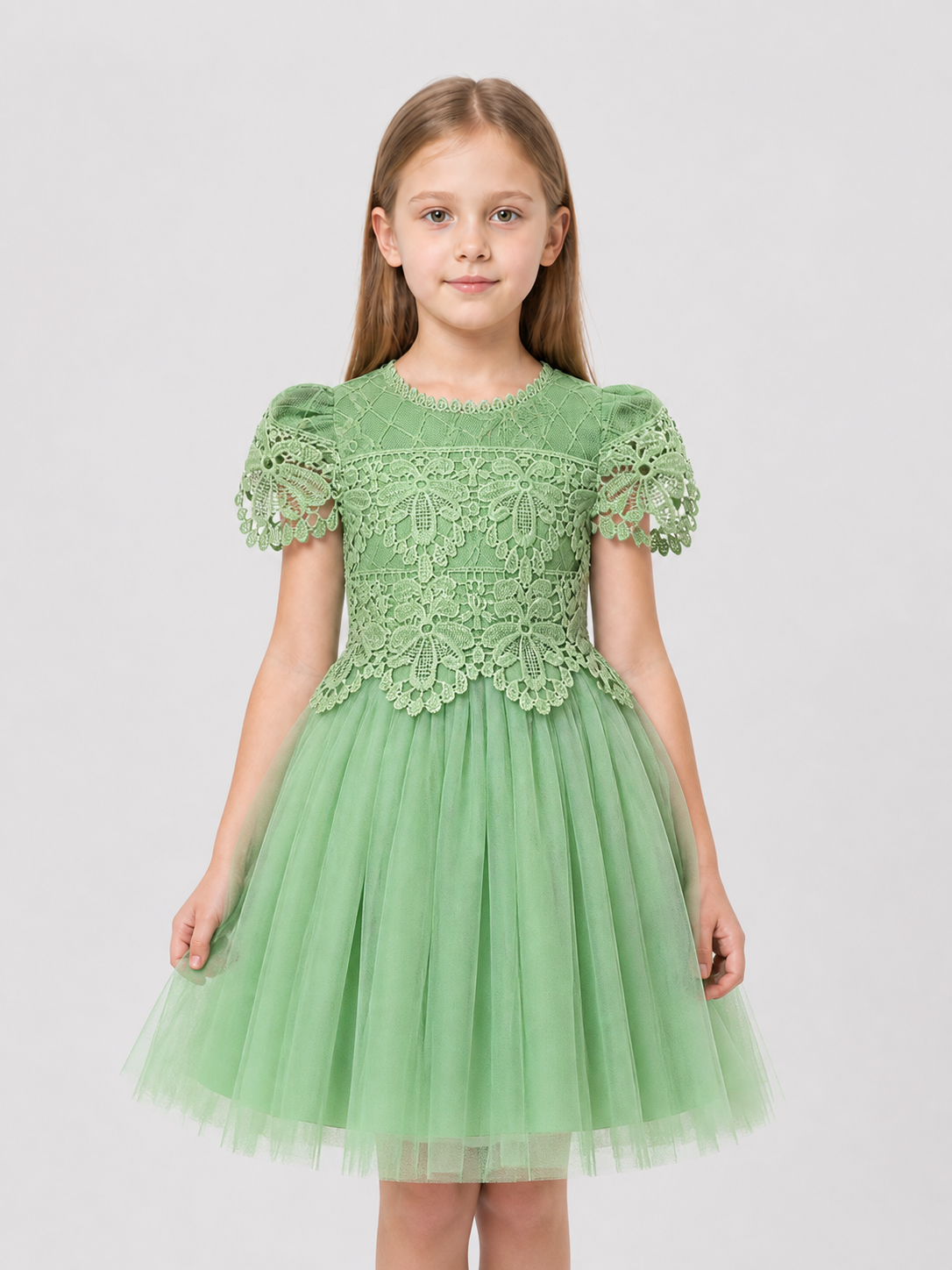 Dressy Girls' Dress with Lace and Full Tulle Skirt Costume Dresses detail 3