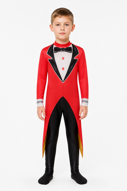 Clown Cosplay Jumpsuit, Red and Yellow Stripes, Tailcoat Costumes detail 3