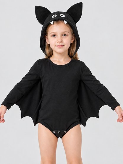Black baby bat-wing bodysuit jumpsuit