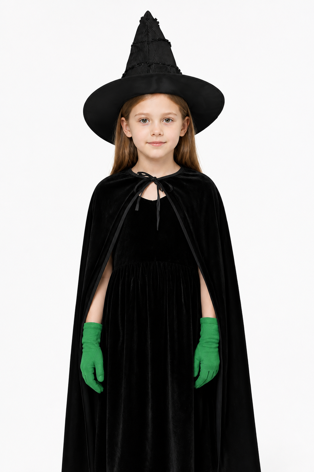 Black velvet witch costume set product view 50