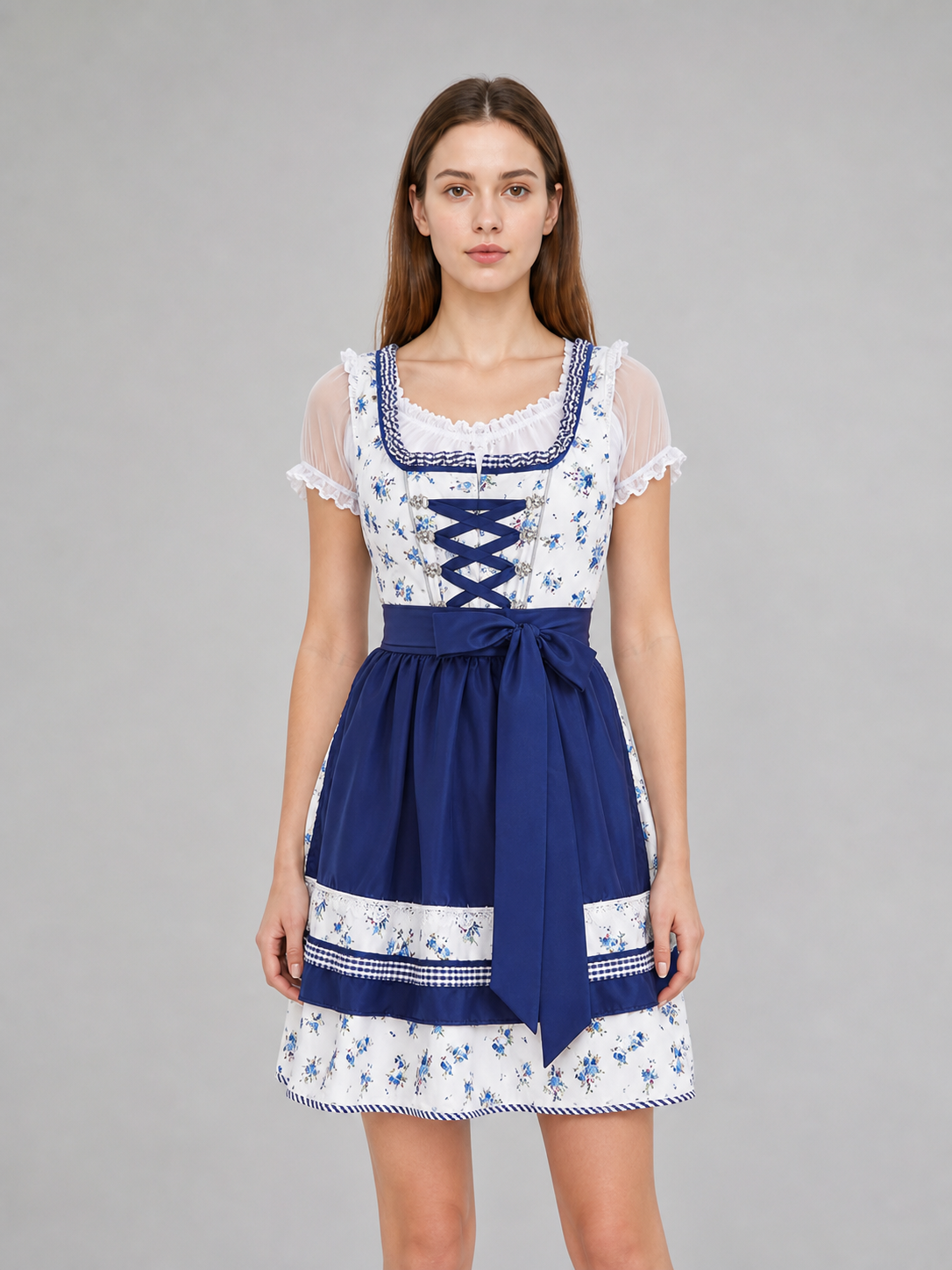 Bavarian Dirndl Dress with Apron for Oktoberfest