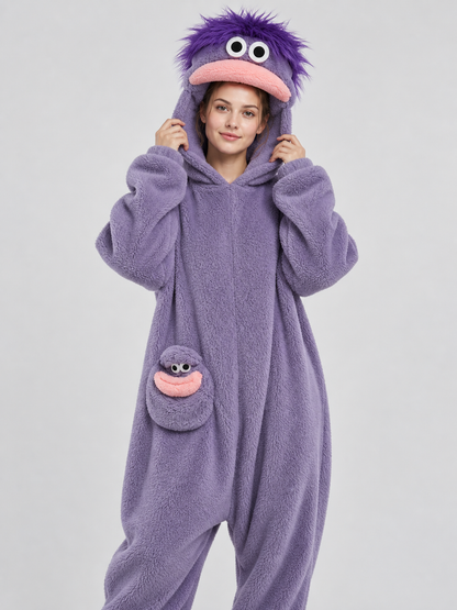 Purple Kigurumi Pajama with 3D Eyes and Mouth